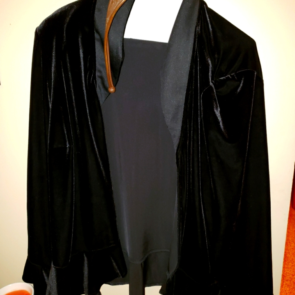 Women's Plus Blazer Overcoat Black Plush 18 20